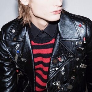 Saint Laurent Paris Studded Motorcycle Lambskin Leather Jacket – Size 36 (NWT)